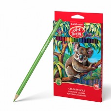 Цветные карандаши деревянные ArtBerry® трехгранные, грифель 3 мм, 18 цветов (в коробке с европодвесо