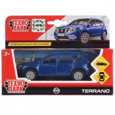 Машина металл NISSAN terrano, 12 см, дв., багаж., инерц., синий, кор. Технопарк в кор.2*24шт