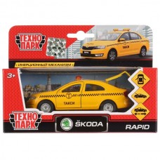 Машина металл SKODA rapid ТАКСИ, 12 cm, дв., багаж., инерц., кор. Технопарк в кор.2*24шт