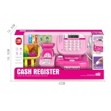 Кассовый аппарат с продуктами,со светом,рассчитывает,выставляет счет,цвет:розовый,3+(Арт.LS820A58)