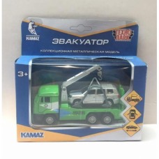 Машина металл KAMAZ ЭВАКУАТОР, 12 см, дв., подв.дет., инер.+машина 7,5 см Технопарк в кор.2*24шт