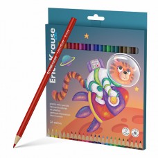 Цветные карандаши пластиковые ErichKrause Kids Space Animals трехгранные, грифель 3 мм, 24 цвета (в