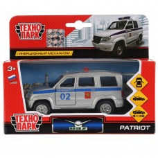 Машина металл UAZ patriot ПОЛИЦИЯ, 12 см, дв., багаж., инерц., кор. Технопарк в кор.2*24шт