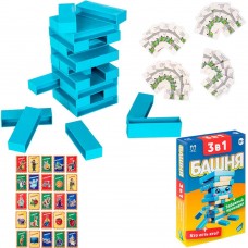Игра детская настольная /3в1. Башня. Забавный крокодил. Кто есть кто?/