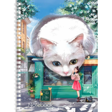 Записная книжка арт. 62445 БОЛЬШОЙ КОТИК / А5, 80 л., твёрдый переплёт на гребне, полноцветная печат