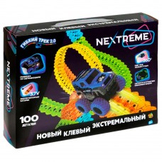 1TOY NEXTREME Гибкий трек 100 дет., внедорожник синий аккум., в кор.  31,5*24*7см