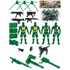 Игровой набор /Солдатики-2/ (солдатики 4шт.,оружие,собака,в пакете) ( Арт. 2034000)