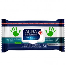 Салфетки влажные Aura Derma Protect, big-pack с крышкой, 15*20см, 72шт., антибакт. с ромашкой 460706