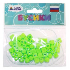 Набор бусин /Кубики-ромбики/ (зеленый) 1/100