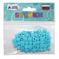 Набор бусин /Кубики-ромбики/ (голубой) 1/100