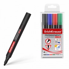Перманентный маркер ErichKrause® P-170, цвет чернил: черный, синий, красный, зеленый (в футляре по 4