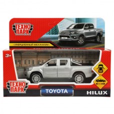 Машина металл TOYOTA HILUX 12 см, двери, инерц, серебристый, кор. Технопарк в кор.2*36шт