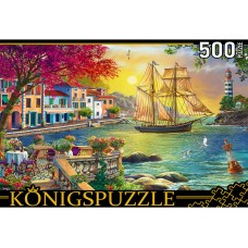 Konigspuzzle. ПАЗЛЫ 500 элементов. ПАРУСНИК У НАБЕРЕЖНОЙ (Арт. ФП500-8048)