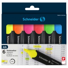Набор текстовыделителей Schneider /Job/ 6цв., 1-5мм, прозрачный чехол 115096 (10131010/050924/509596
