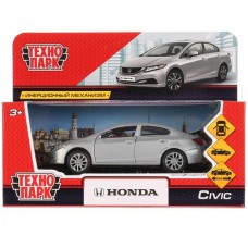 Машина металл HONDA CIVIC длина 12 см, двери, багаж, инерц, серебр, кор. Технопарк в кор.2*36шт