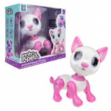 1TOY игрушка интерактивная Robo Pets  Робо- котёнок бел-розовый, свет, звук эффекты, 3* ААА бат ( не